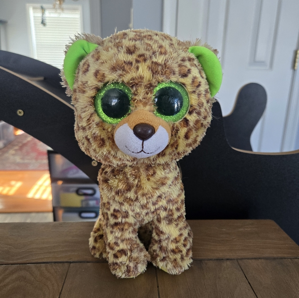 Leopard Ty Plush Stuffed Animal with Green Accents